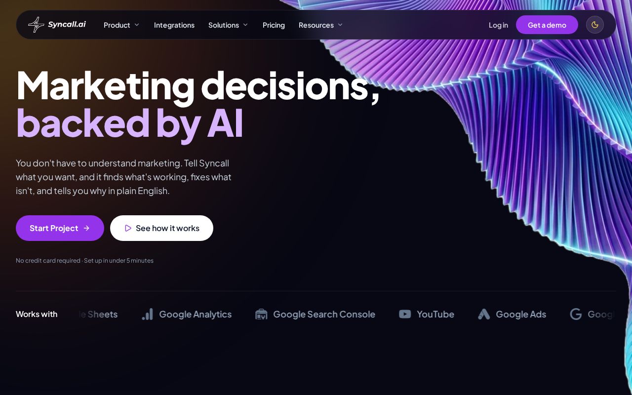 Preview of Syncall AI Website