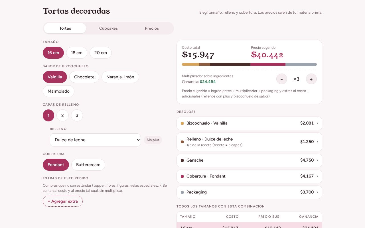 Preview of Costeo Tortas App
