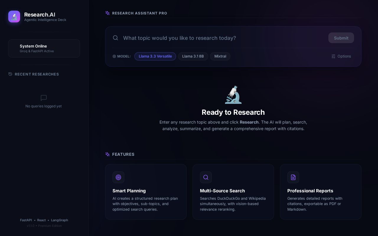 Preview of Agentic AI Research Assistant Main