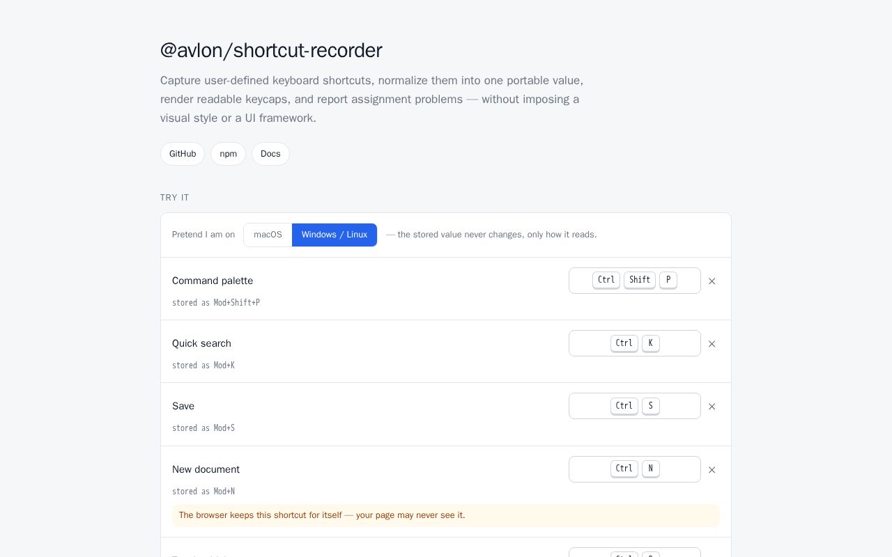 Preview of Shortcut Recorder