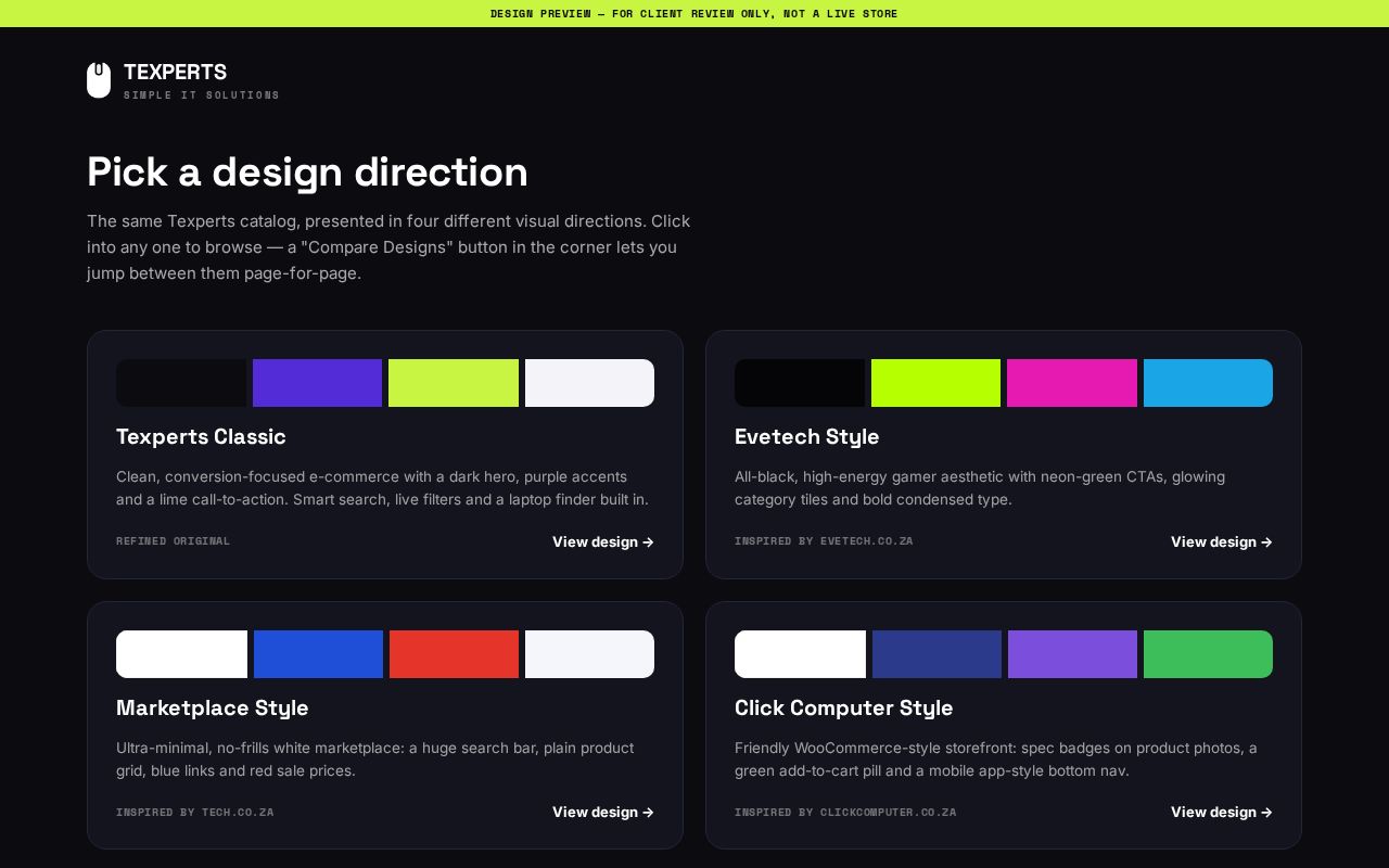 Preview of Texperts Design Prototype