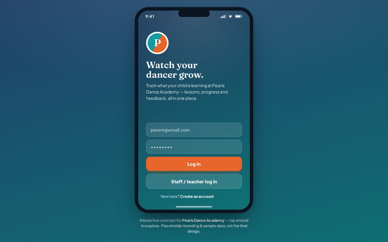 Preview of Pearls Parent Portal
