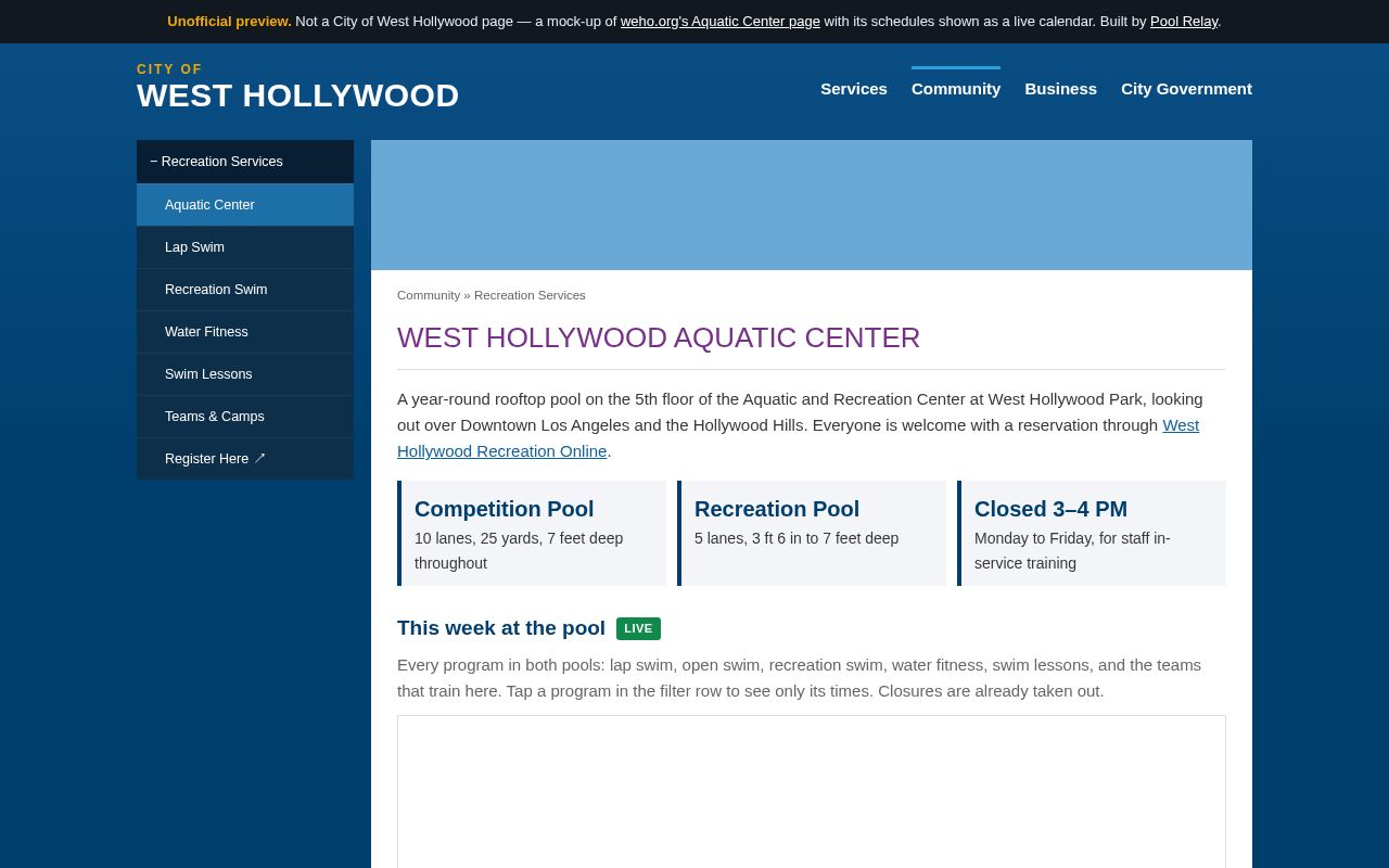 Preview of West Hollywood Aquatic Center