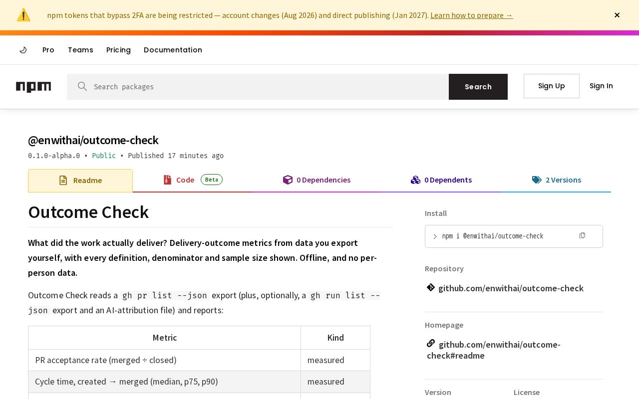 Preview of Outcome Check