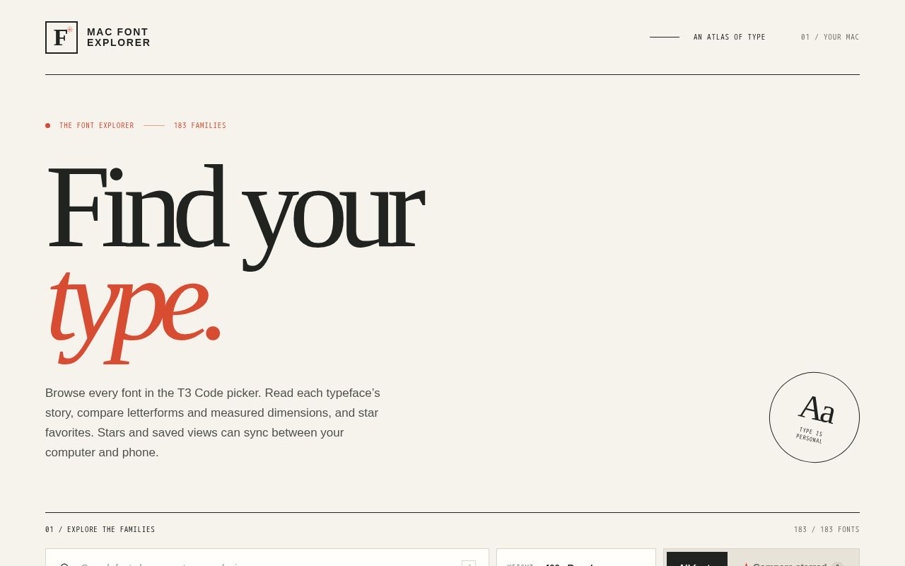 Preview of Mac Font Explorer