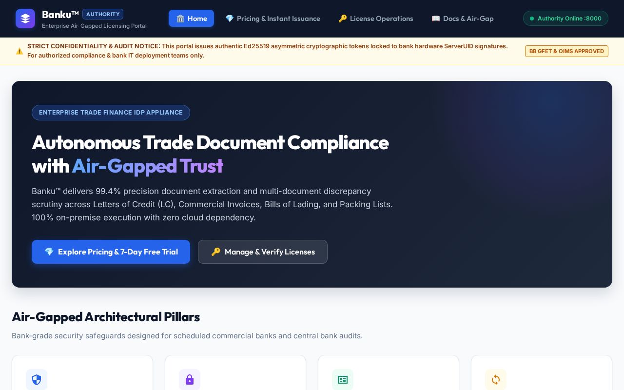 Preview of Banku License Portal