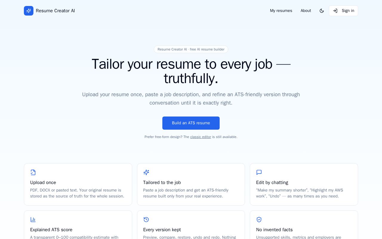 Preview of Resume Creator Ai