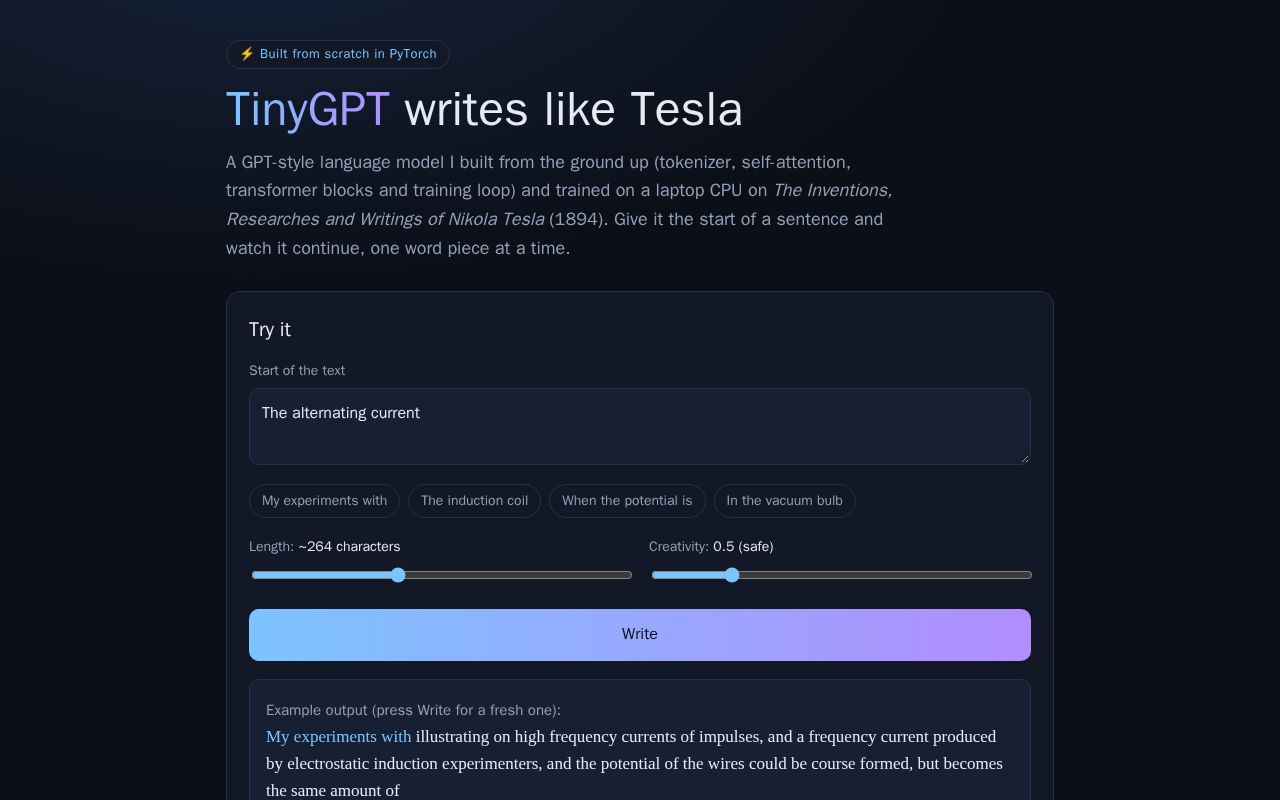 Preview of Tinygpt Tesla