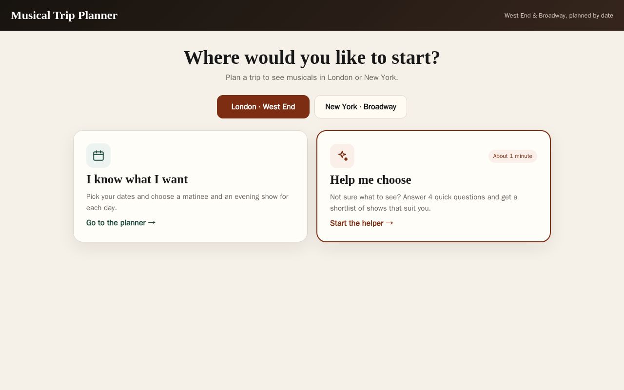 Preview of Musical Trip Planner