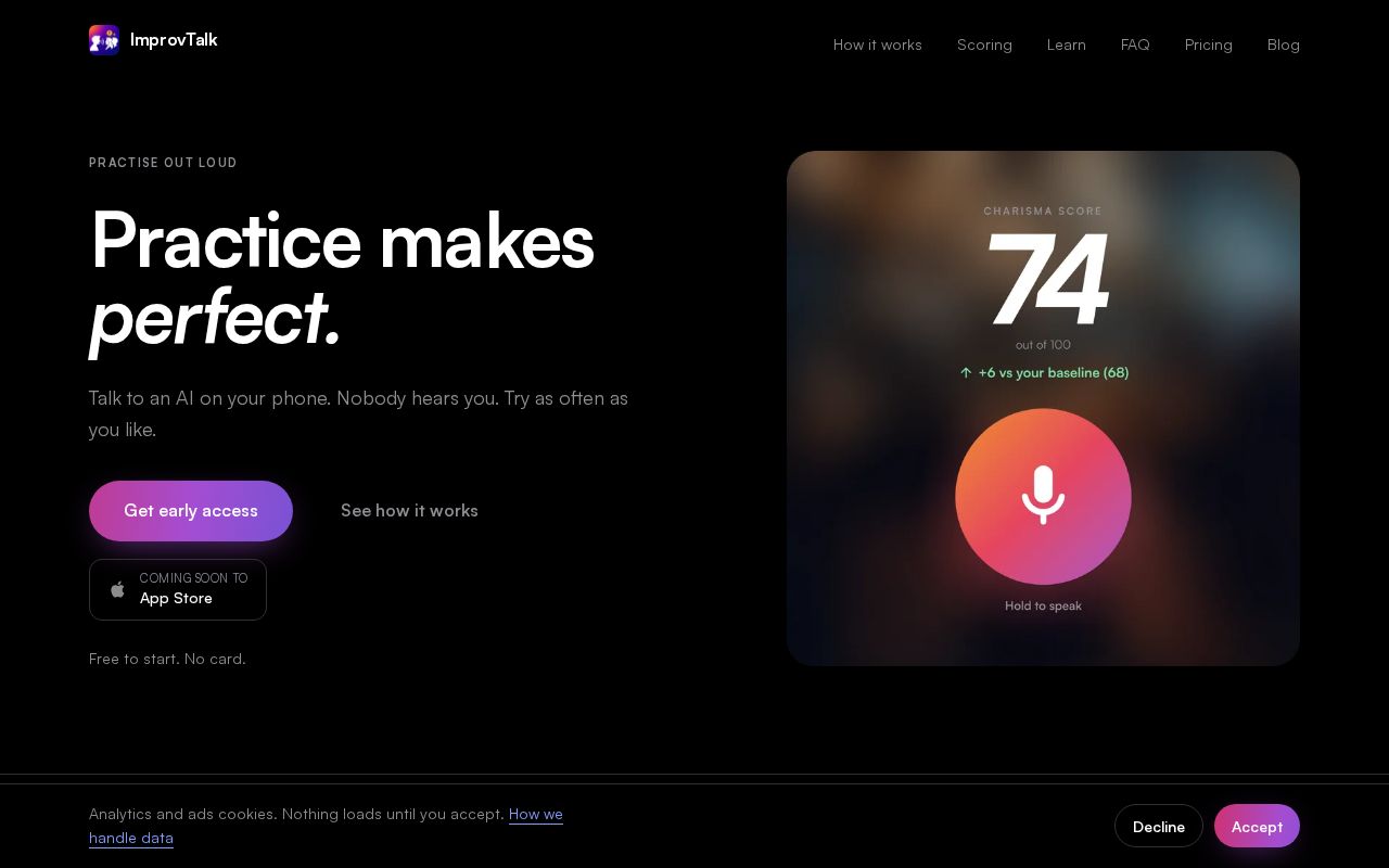 Preview of Frontend website ImprovTalk onboarding & management