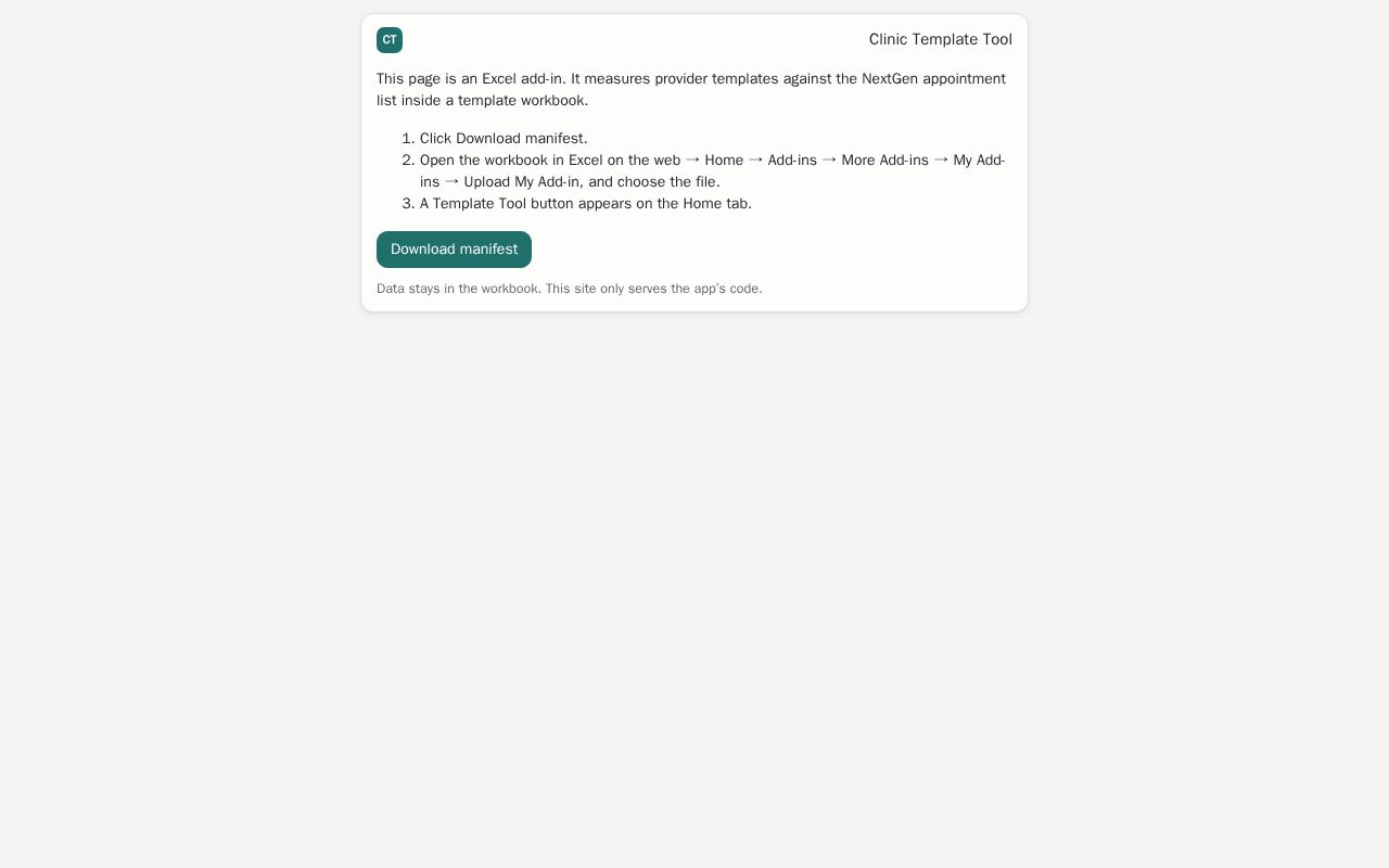 Preview of Clinic Template Tool