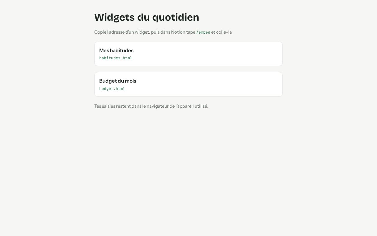 Preview of Widgets Quotidien