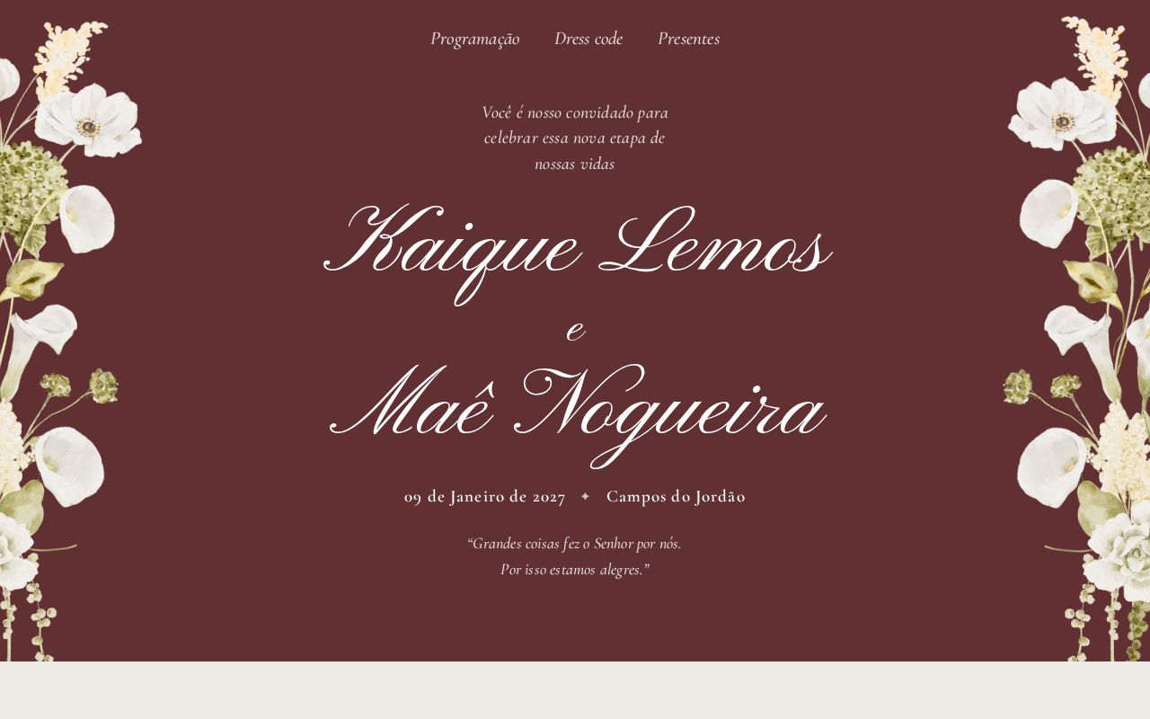 Preview of Site do casamento de Kaique & Maê — 09.01.2027
