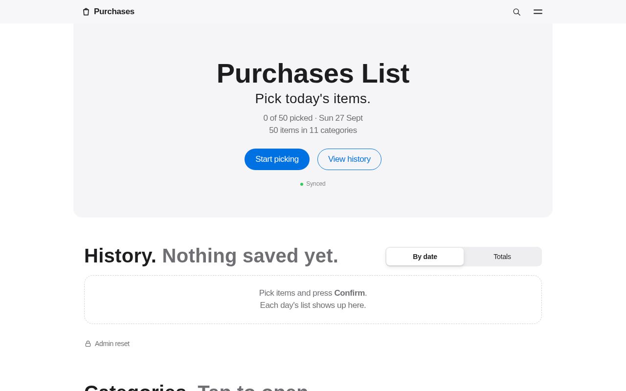 Preview of Purchase List