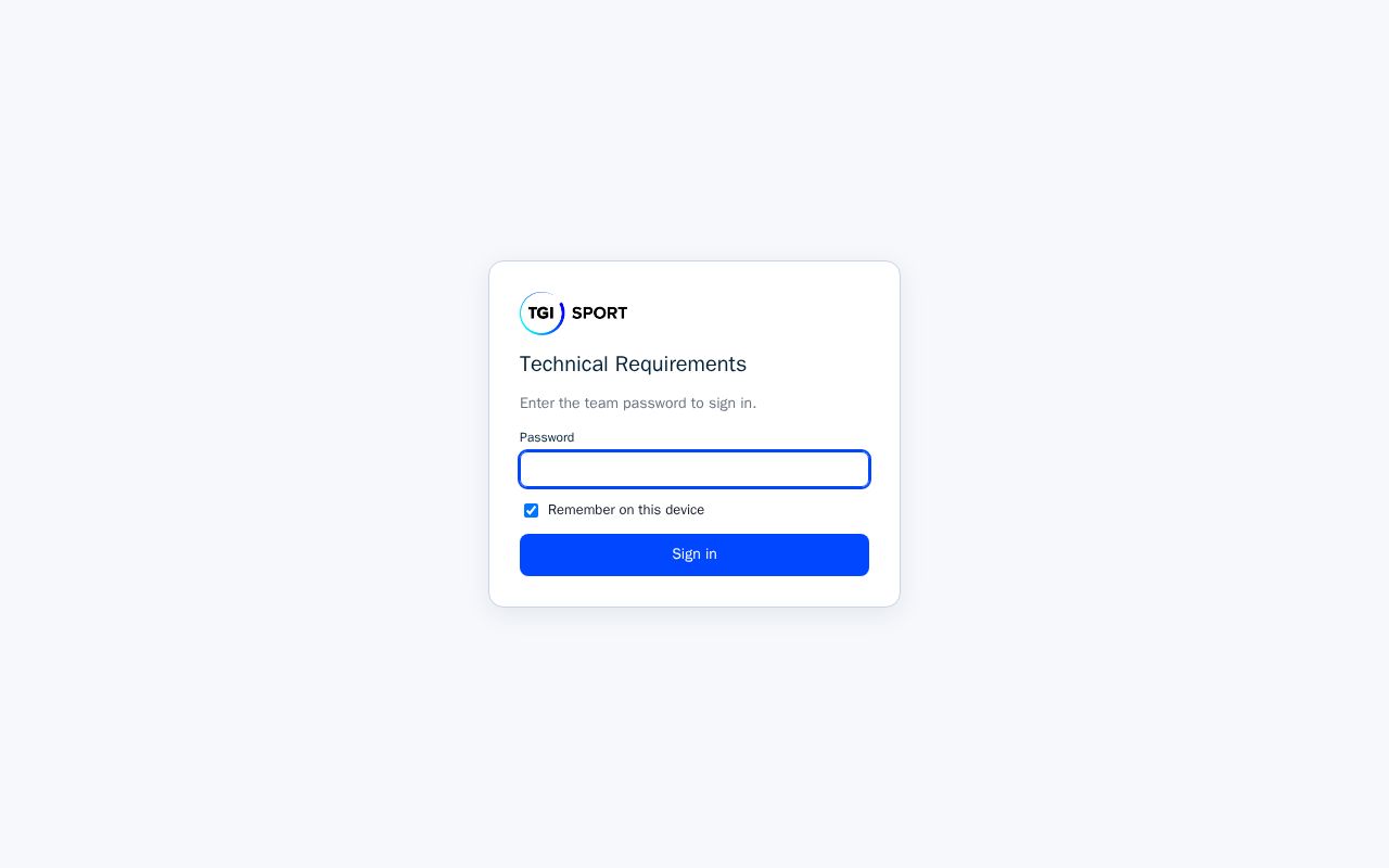 Preview of TGISport TechnicalRequirements