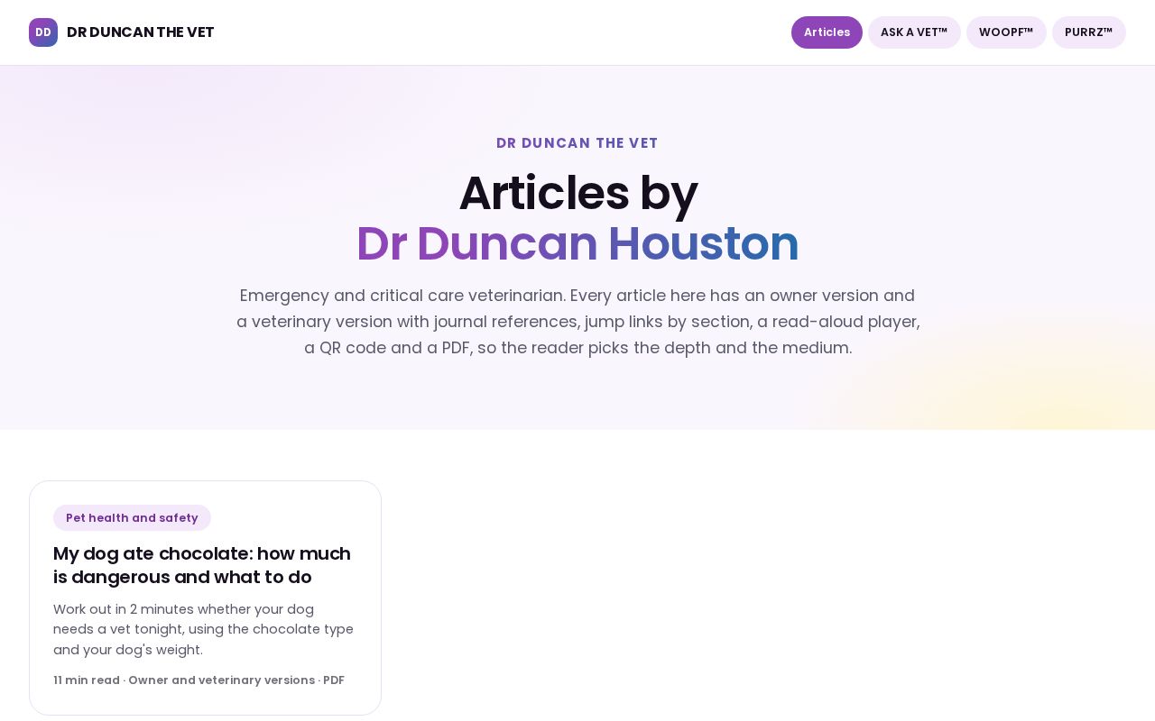 Preview of Dr Duncan the Vet: articles by Dr Duncan Houston