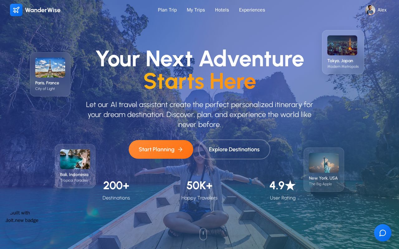 Preview of WanderWise - AI-Powered Travel Planner