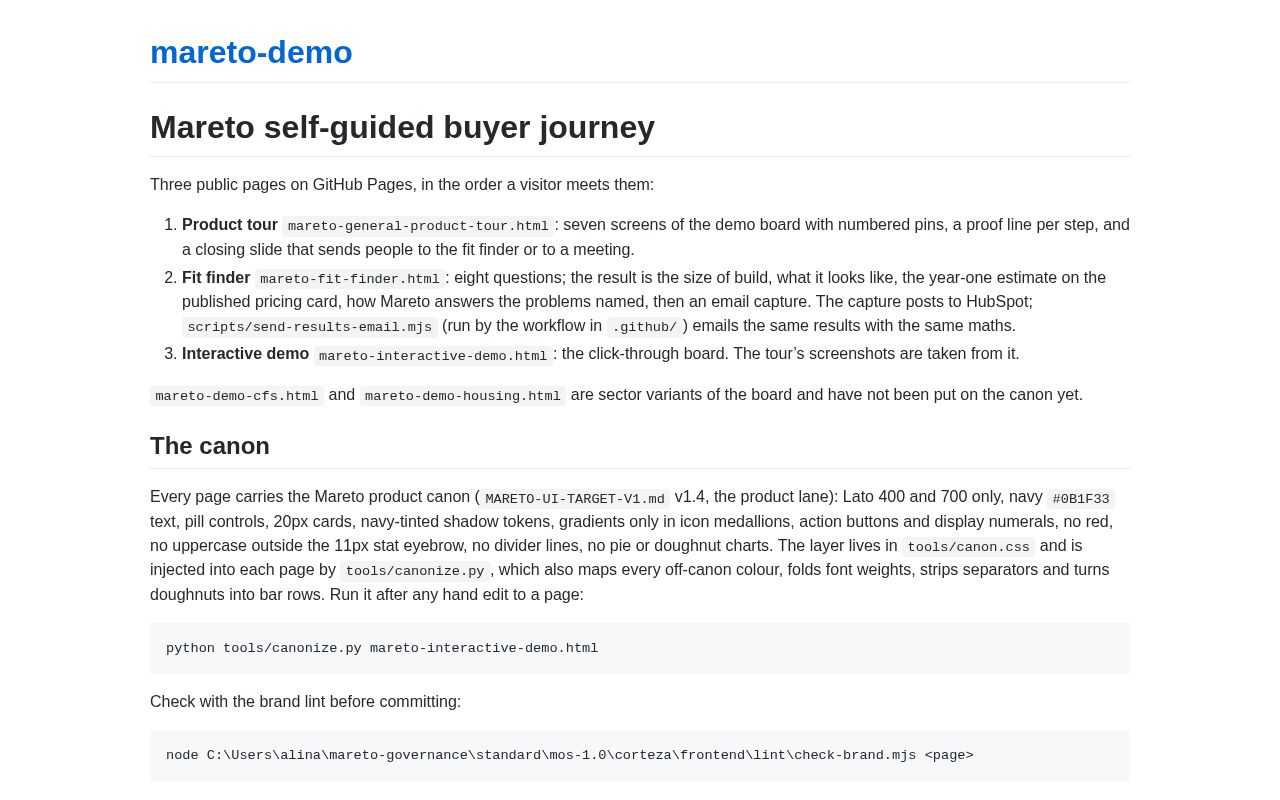 Preview of Mareto self-guided buyer journey
