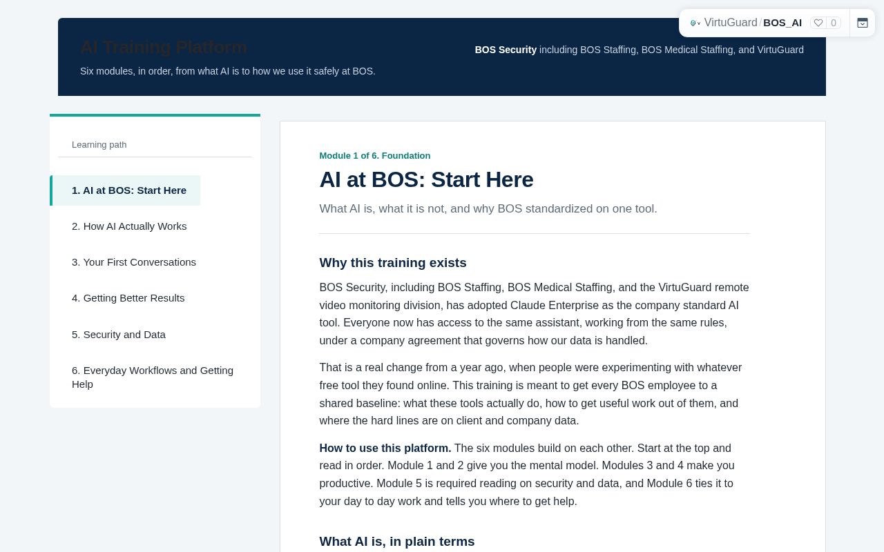 Preview of BOS AI Training