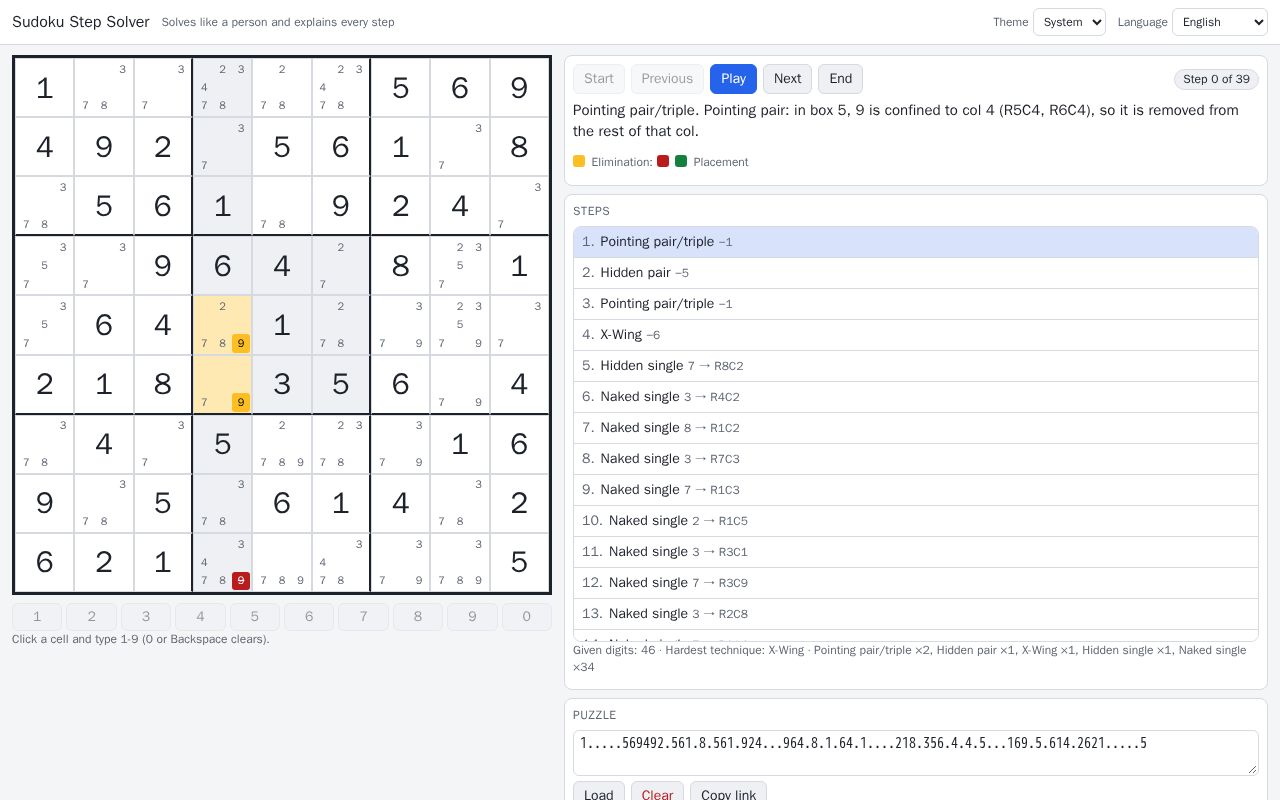 Preview of Sudoku Step Solver
