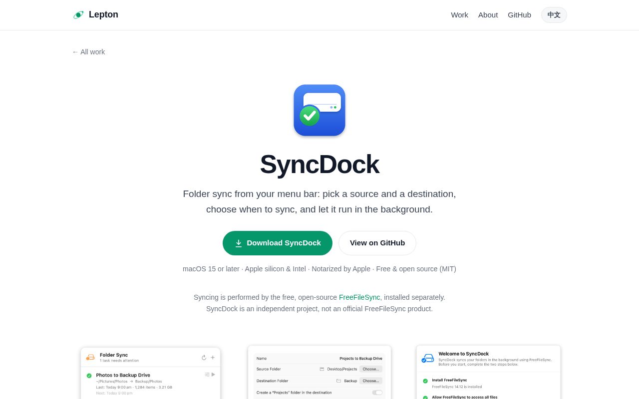 Preview of SyncDock