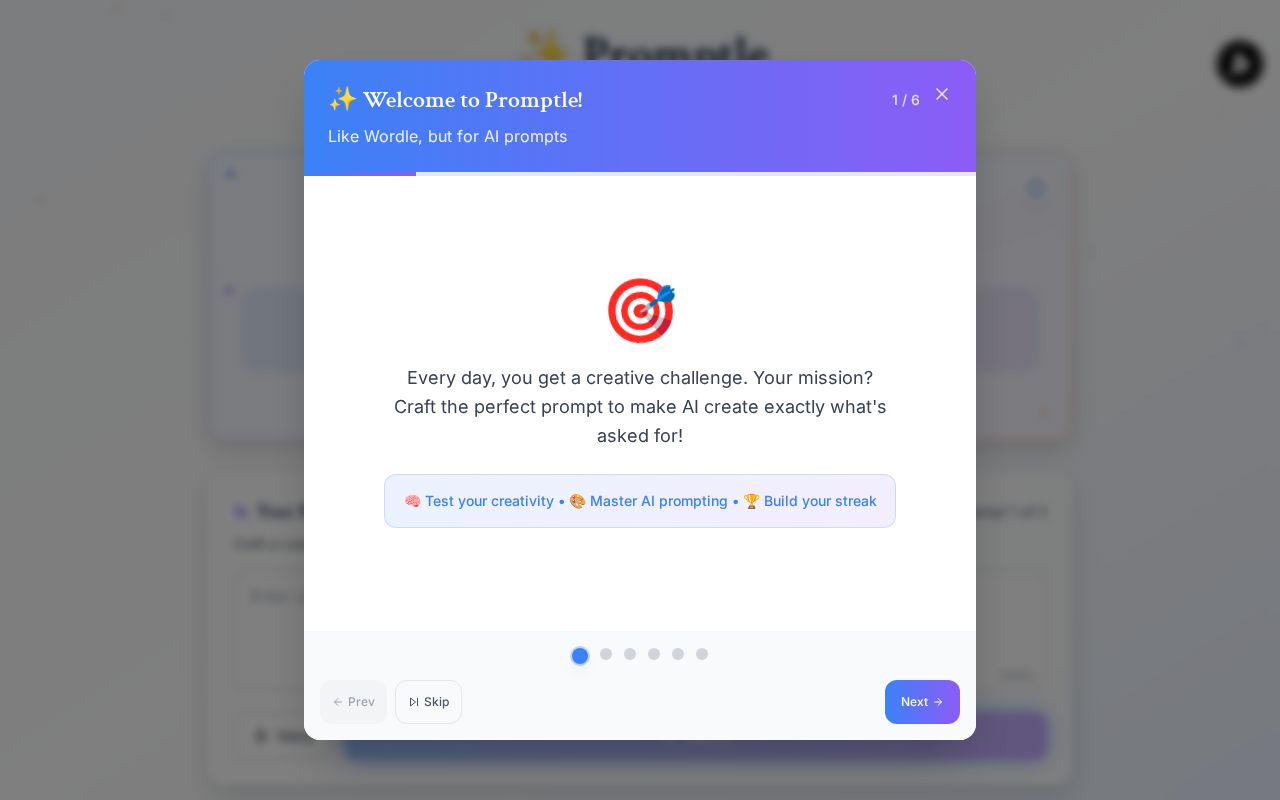 Preview of Promptle - Creative Prompt Challenge Game