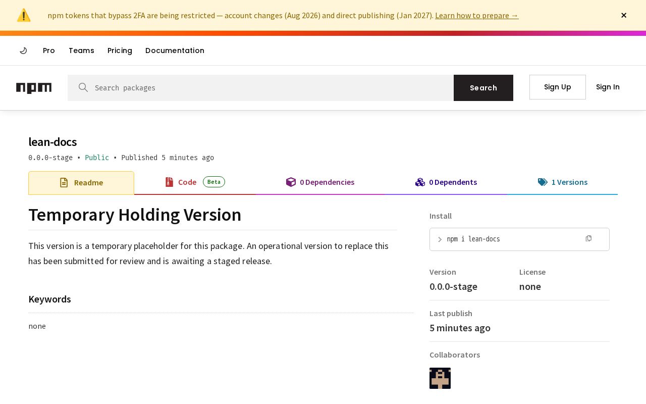 Preview of Lean Docs