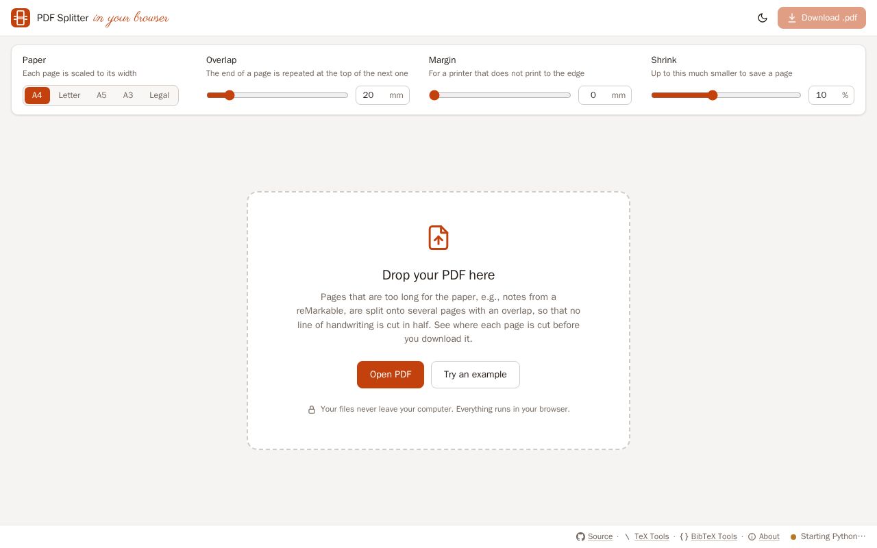 Preview of PDF Splitter in your browser