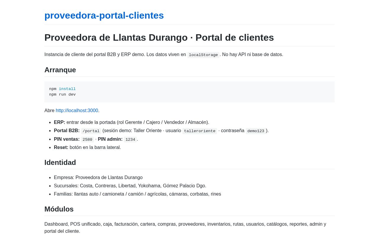 Preview of Portal de clientes B2B — instancia Proveedora de Llantas