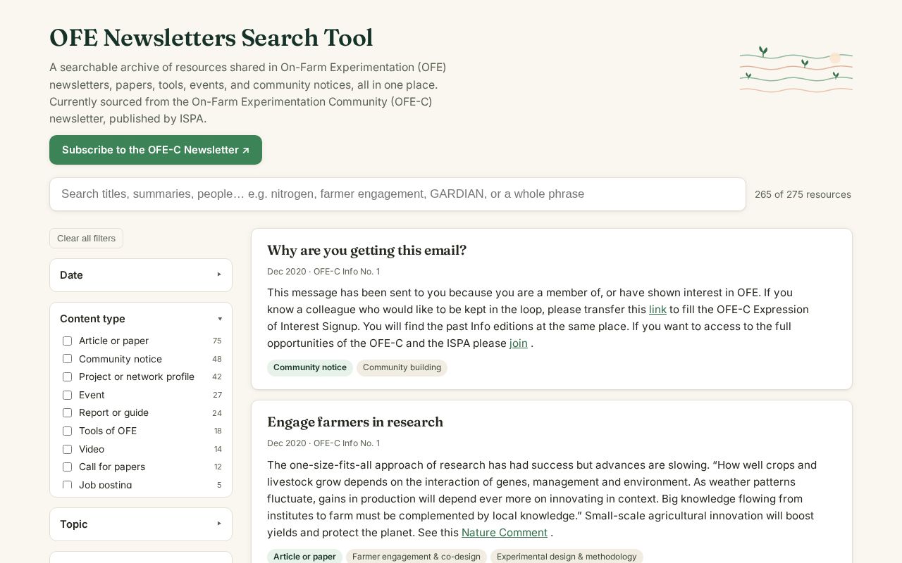 Preview of OFENewslettersSearchTool