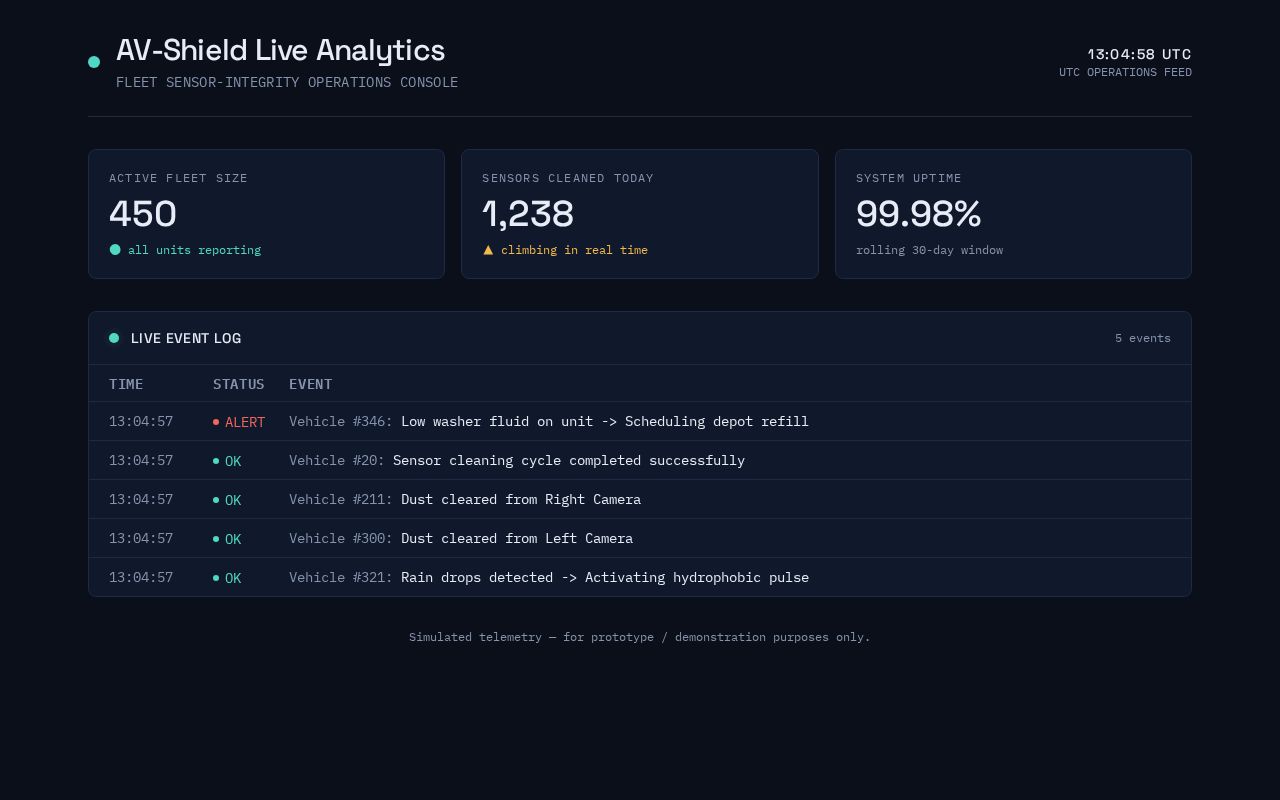 Preview of Frontend prototype of a fleet sensor-integrity operations console