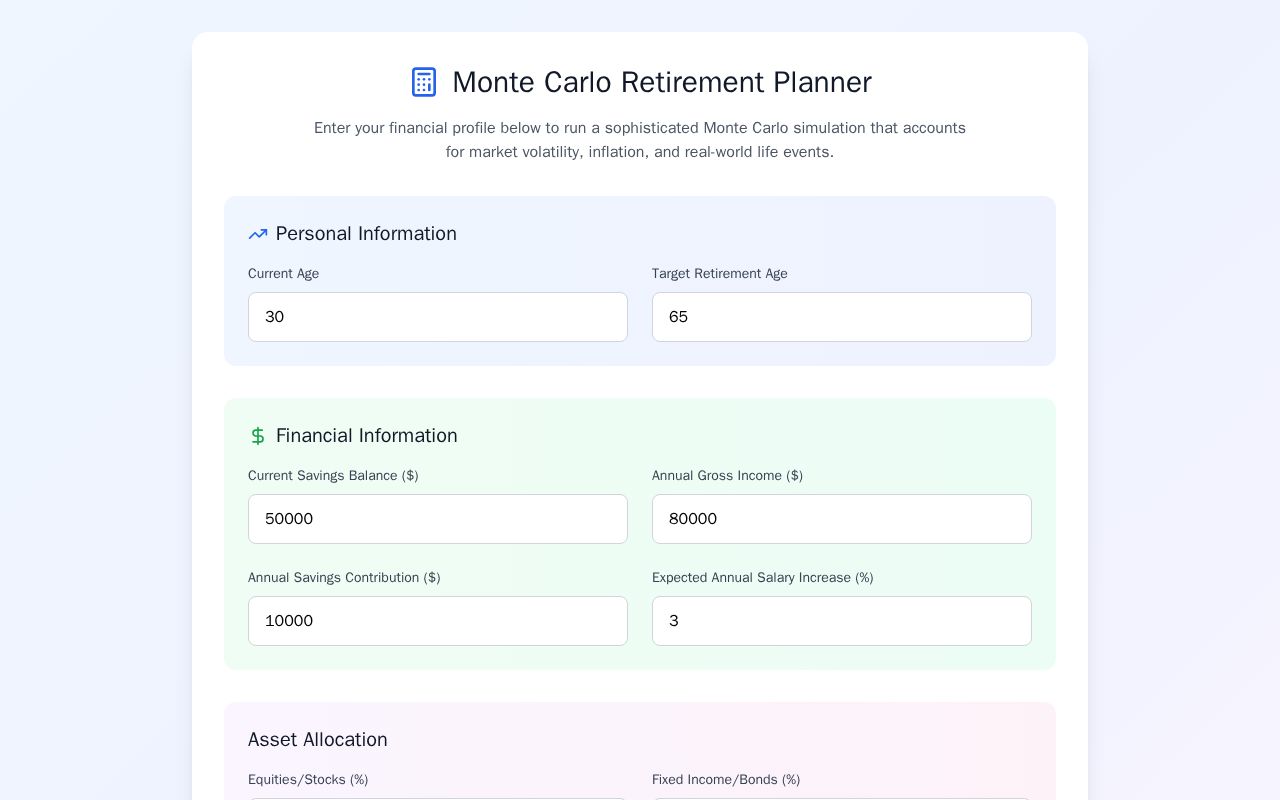 Preview of Monte Carlo Retirement Analysis