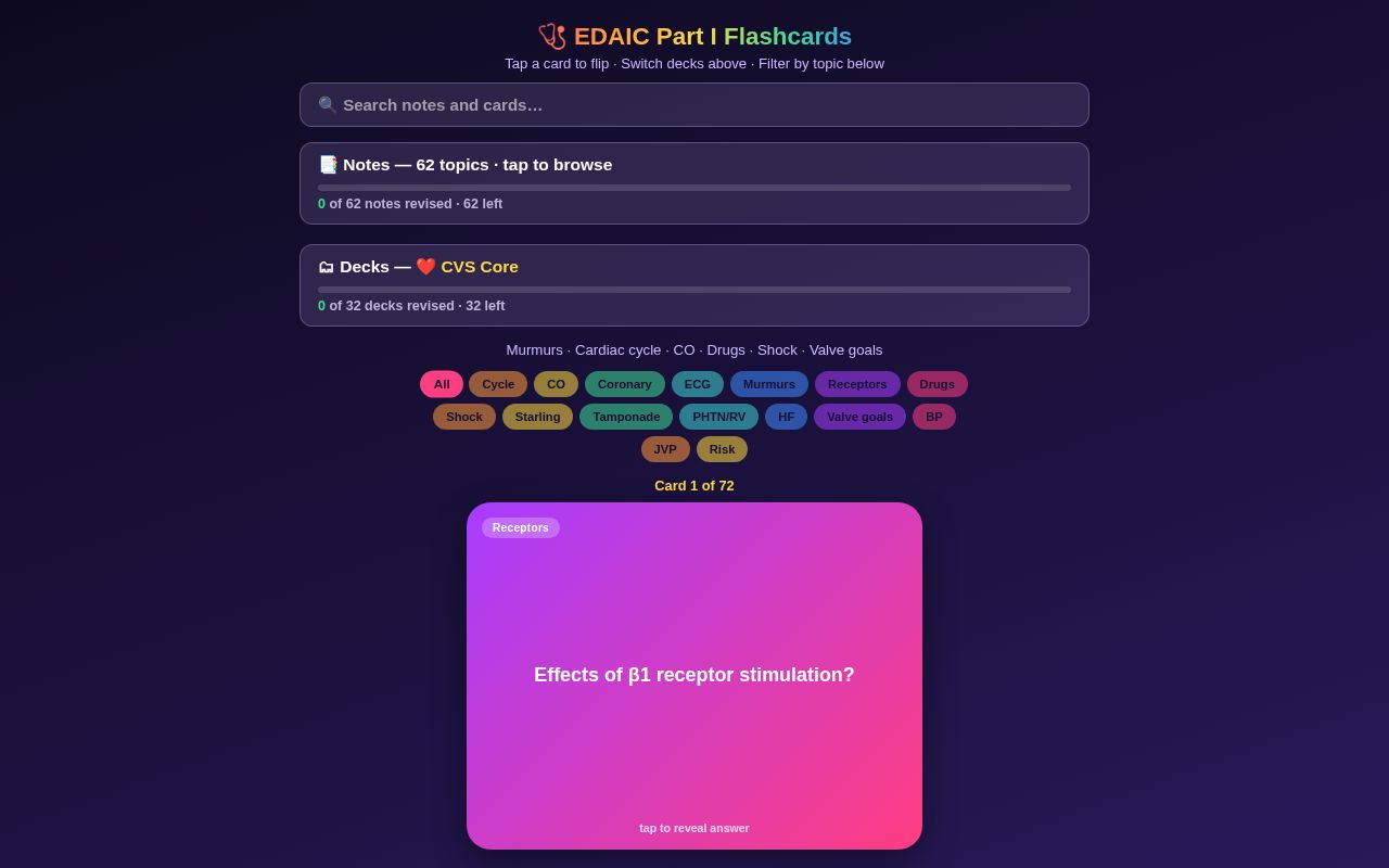 Preview of EDAIC Part I exam revision flashcards - static site, no build step