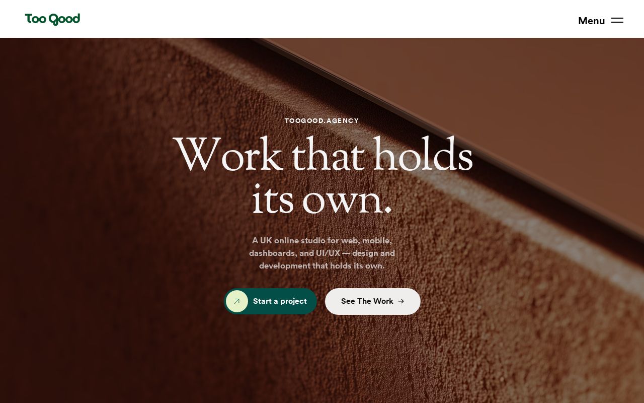 Preview of TooGood.agency — UK online studio for web, mobile, dashboards, and UI/UX.