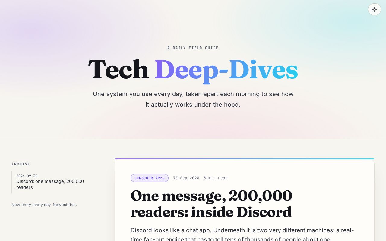 Preview of Tech Deep Dives