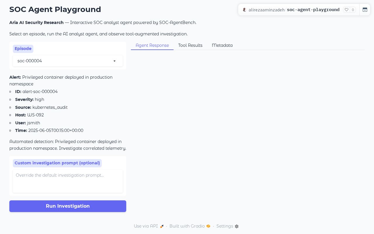 Preview of SOC Agent Playground