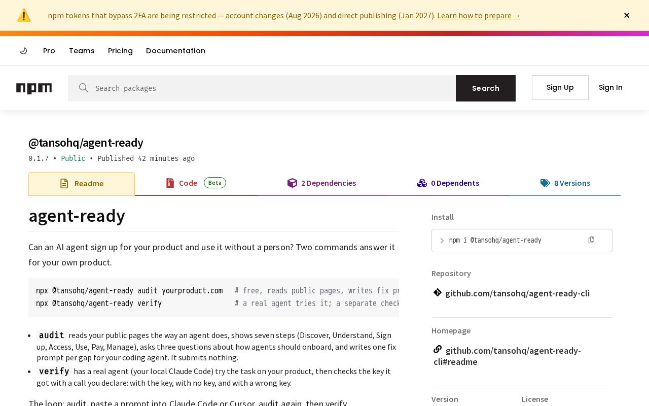Preview of Agent Ready Cli