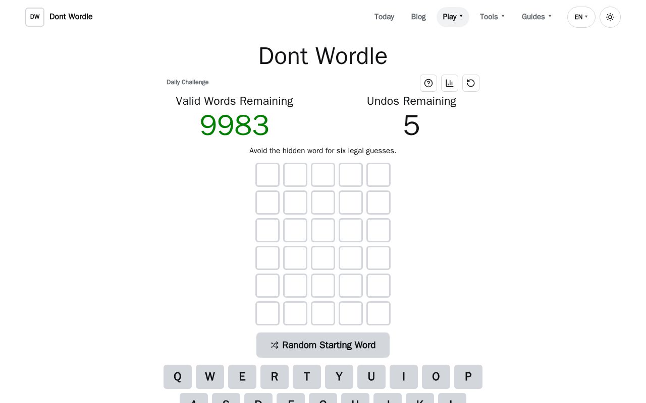 Preview of Dont Wordle Game