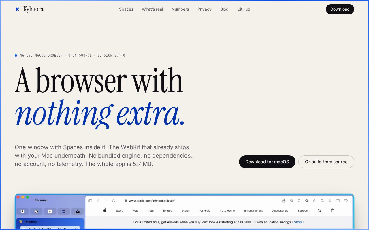 Preview of A lightweight native macOS browser