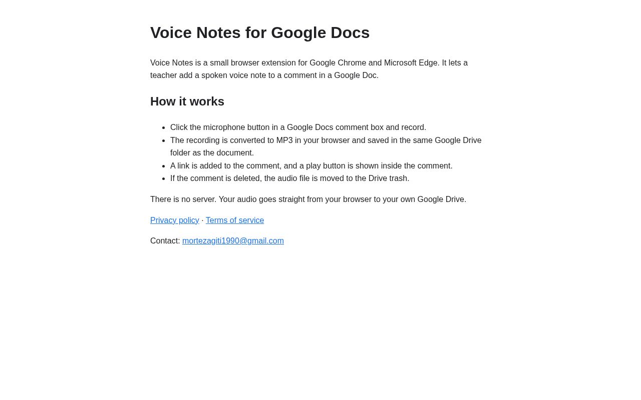 Preview of GoogleDocsVoiceNotes
