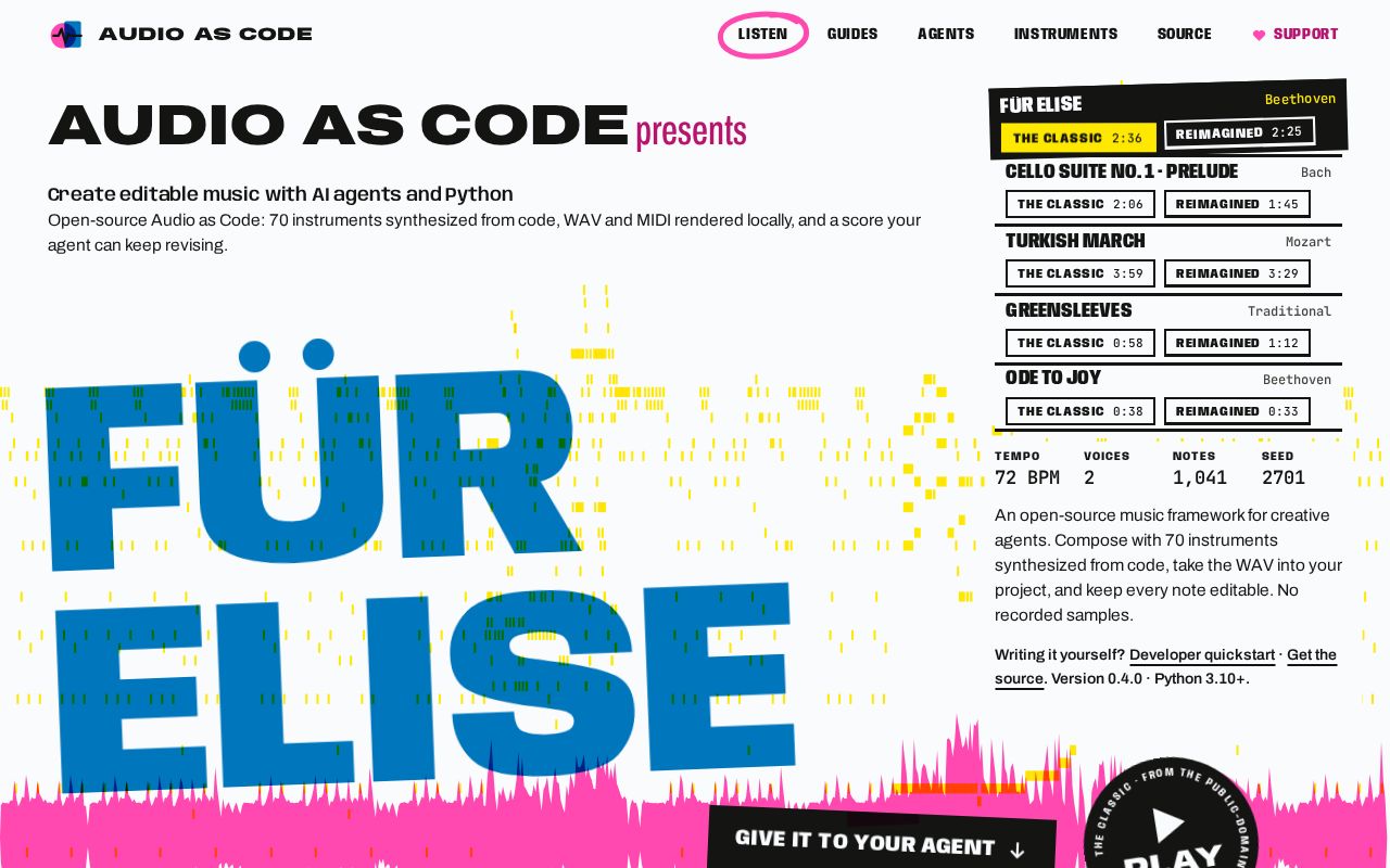 Preview of Audio As Code
