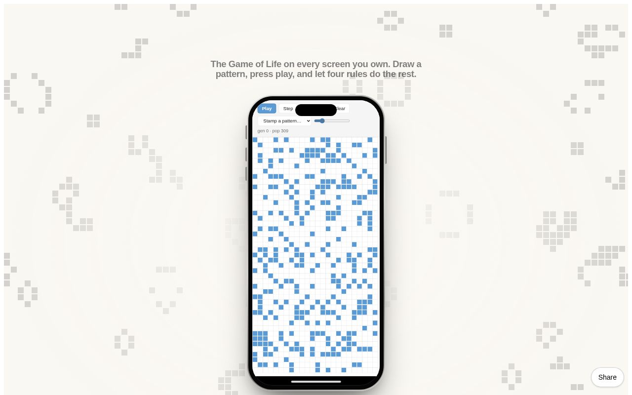 Preview of Conway's Game of Life on a toroidal grid