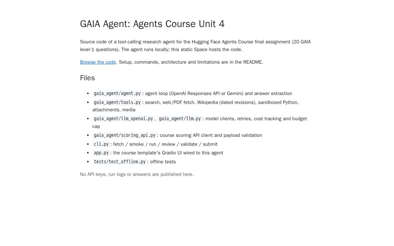 Preview of GAIA Agent - Agents Course Final Assignment