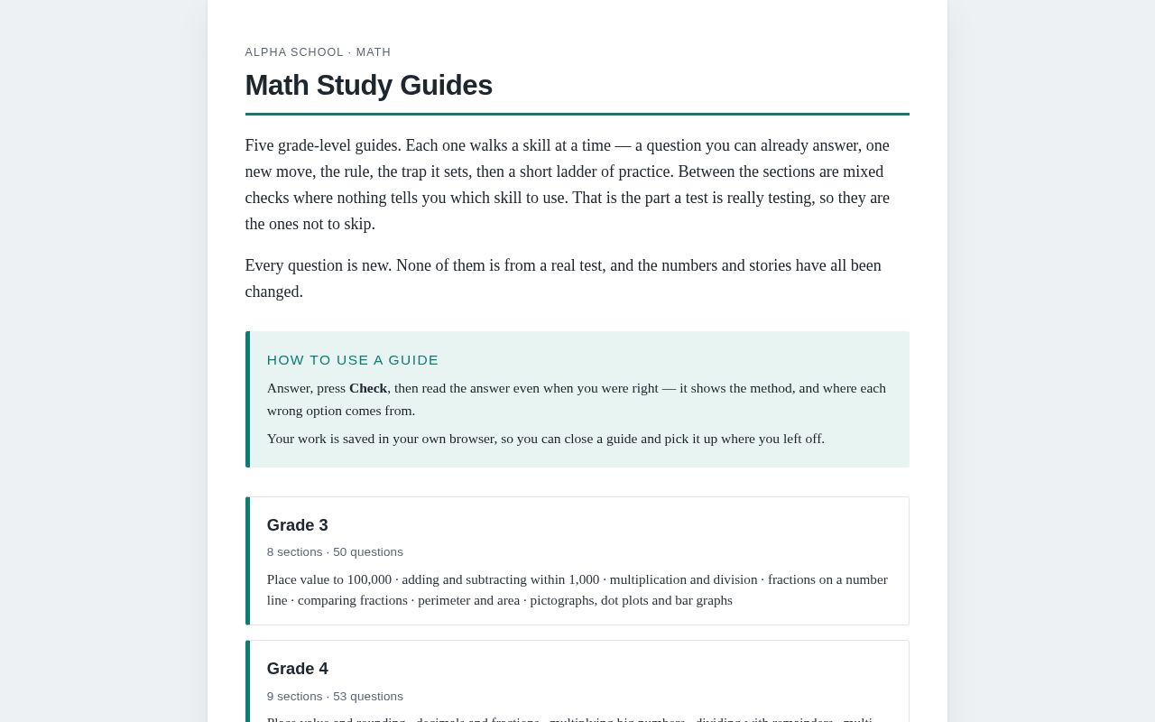 Preview of Math Study Guides