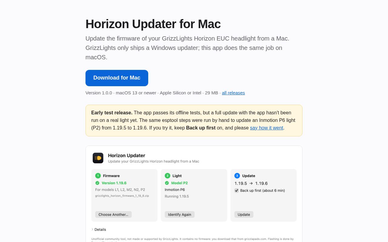 Preview of Horizon Updater for Mac