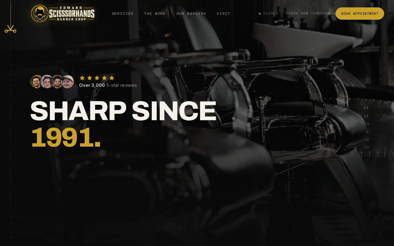 Preview of Edward Scissorhands Barber Shop, St Kilda — sample home page