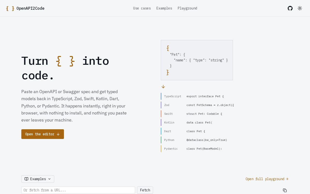 Preview of Openapi2code