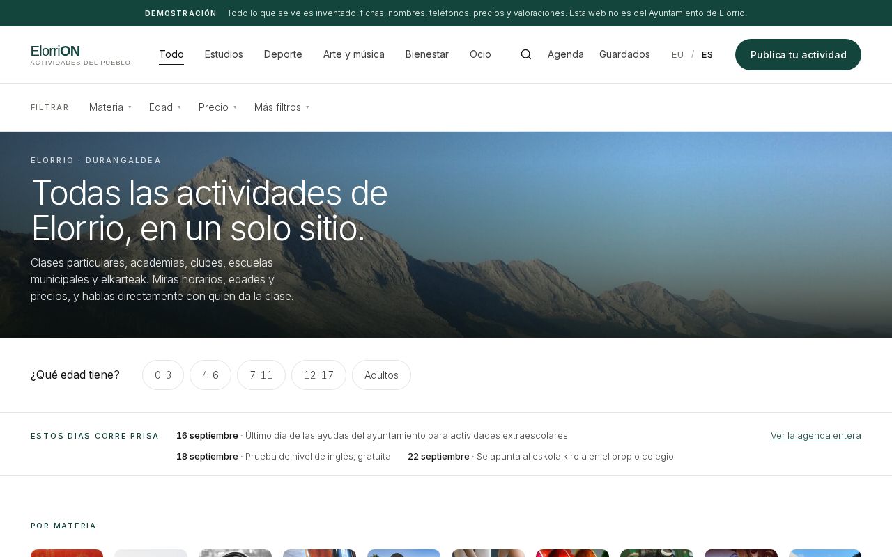 Preview of Elorrioko Tabloia — directorio de actividades de Elorrio (demostración)