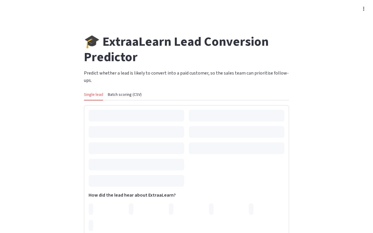 Preview of ExtraaLearn Lead Conversion Frontend
