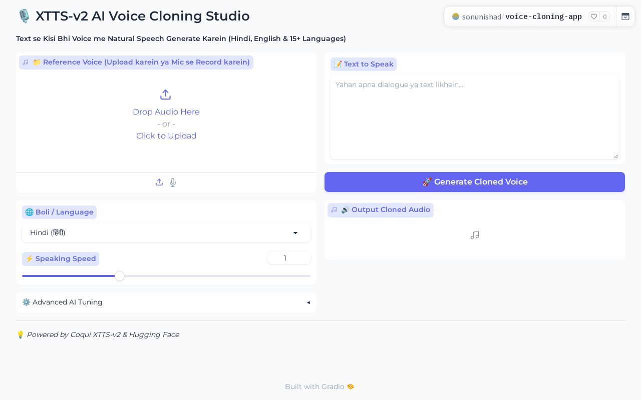 Preview of Voice Cloning App